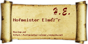 Hofmeister Elmár névjegykártya
